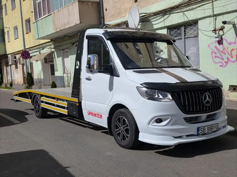 Sprinterul BYG cu platformă goală, din profil